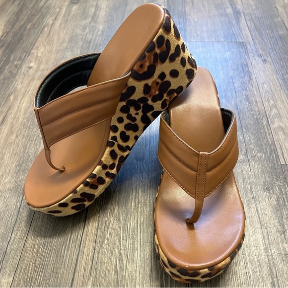SHEIN Women’s Wedges Leopard Print Platform Sandals Flip Flops Shoes Summer 8 - Picture 4 of 8